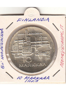 FINLANDIA 10 Markkaa Argento Fdc  50° ann. Indipendenza 1967 